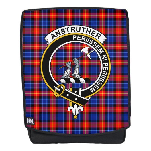 Het Anstruther Clan Crest Tartan Plaid Rugtassen (Voorkant)