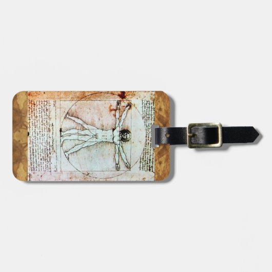 Het Antiek perkamentegment VITRUVIAN MAN Bagagelabel (Voorkant horizontaal)