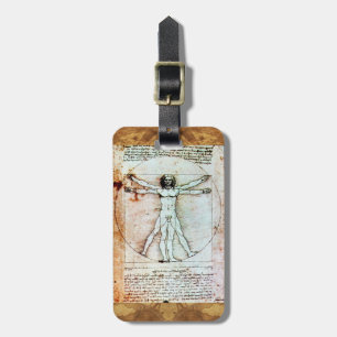 Het Antiek perkamentegment VITRUVIAN MAN Bagagelabel