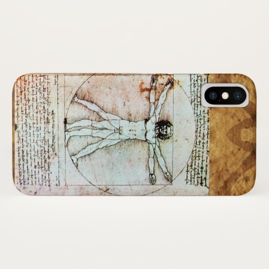 Het Antiek perkamentegment VITRUVIAN MAN Case-Mate iPhone Case (Achterkant (horizontaal))