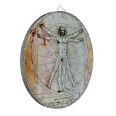 Het Antiek perkamentegment VITRUVIAN MAN Dartbord (Voorkant Links)