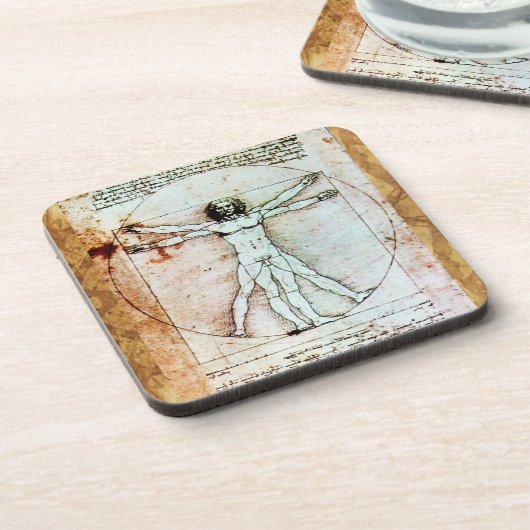 Het Antiek perkamentegment VITRUVIAN MAN Drankjes Onderzetter (Linkerzijde)