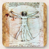 Het Antiek perkamentegment VITRUVIAN MAN Drankjes Onderzetter (Voorkant)