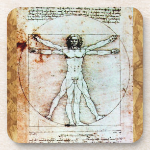 Het Antiek perkamentegment VITRUVIAN MAN Drankjes Onderzetter