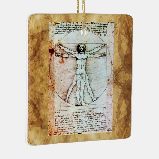 Het Antiek perkamentegment VITRUVIAN MAN Keramisch Ornament (Rechts)