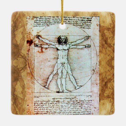 Het Antiek perkamentegment VITRUVIAN MAN Keramisch Ornament (Achterkant)