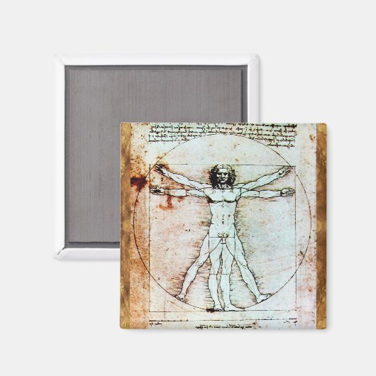 Het Antiek perkamentegment VITRUVIAN MAN Magneet (Voorkant / Achterkant)