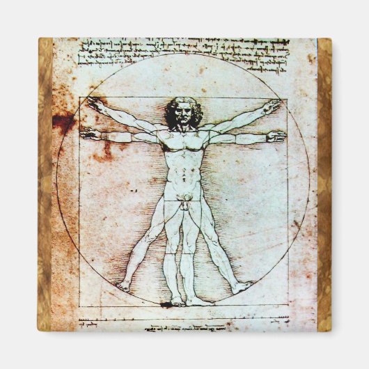 Het Antiek perkamentegment VITRUVIAN MAN Magneet (Voorkant)