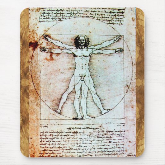 Het Antiek perkamentegment VITRUVIAN MAN Muismat (Voorkant)