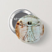 Het Antiek perkamentegment VITRUVIAN MAN Ronde Button 5,7 Cm (Voorkant /achterkant)