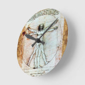 Het Antiek perkamentegment VITRUVIAN MAN Ronde Klok (Hoek)