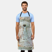 Het Antiek perkamentegment VITRUVIAN MAN Schort (Gedragen)