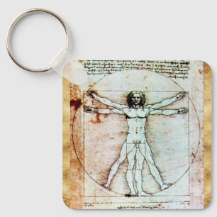 Het Antiek perkamentegment VITRUVIAN MAN Sleutelhanger