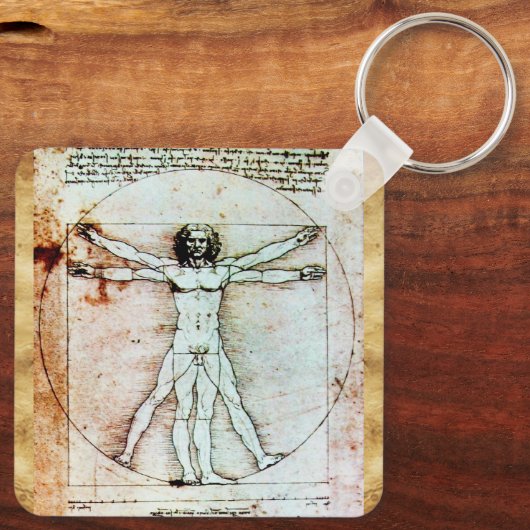 Het Antiek perkamentegment VITRUVIAN MAN Sleutelhanger (Achterkant)