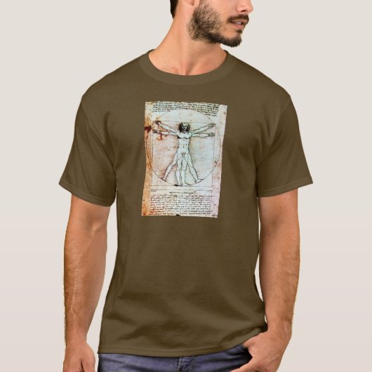 Het Antiek perkamentegment VITRUVIAN MAN T-shirt (Voorkant)