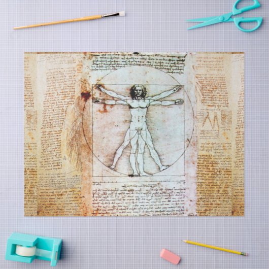 Het Antiek perkamentegment VITRUVIAN MAN Tissuepapier (Craft)