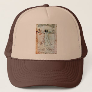 Het Antiek perkamentegment VITRUVIAN MAN Trucker Pet