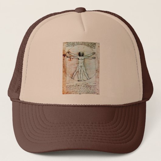 Het Antiek perkamentegment VITRUVIAN MAN Trucker Pet (Voorkant)