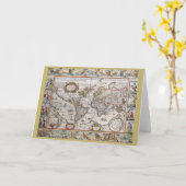 Het antiek wenskaart van de Wereldkaart Kaart (Gele Bloem)