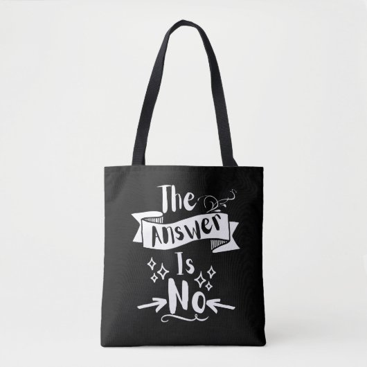 Het antwoord is geen grappige Witte tekst van het Tote Bag (Voorkant)