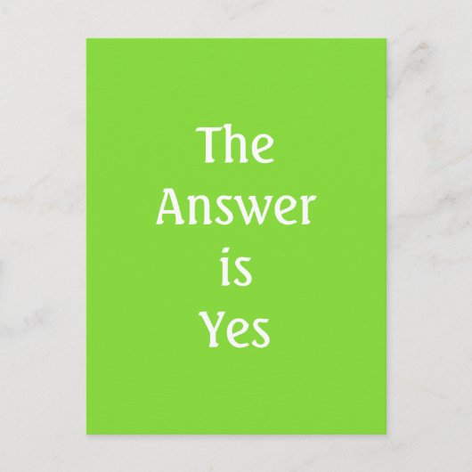 Het antwoord is ja lime groen typografie Briefkaar Briefkaart (Voorkant)