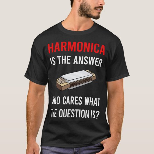 Het antwoord mondharmonica mondorgel t-shirt (Voorkant)