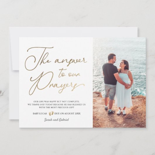 Het antwoord op de zwangerschap van onze gebedden aankondiging (Voorkant)