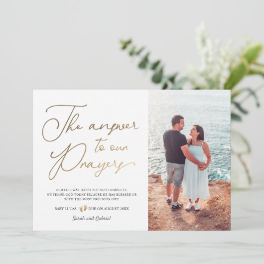 Het antwoord op de zwangerschap van onze gebedden aankondiging (Staand voorkant)
