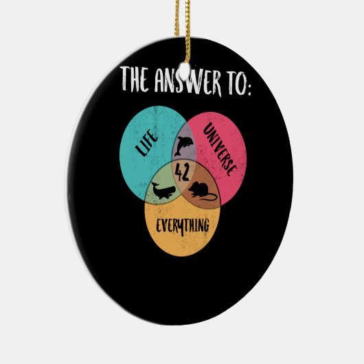 Het antwoord op het leven in het universum keramisch ornament (Rechts)