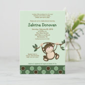 Het apen Spel in Groen baby shower nodigt 5 x7 uit Kaart (Staand voorkant)