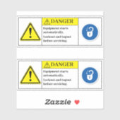 Het Apparatuur van het gevaar begint automatisch E Sticker (Vel)