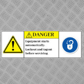 Het Apparatuur van het gevaar begint automatisch E Sticker