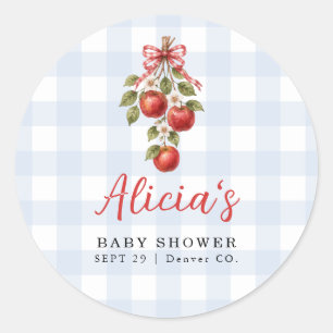Het appel van ons oog jongen baby shower blauwe ge ronde sticker