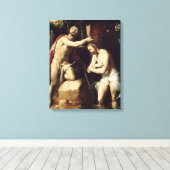 Het aptisme van Christus Canvas Afdruk (Insitu (Houten vloer))
