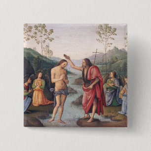 Het aptisme van Christus Vierkante Button 5,1 Cm