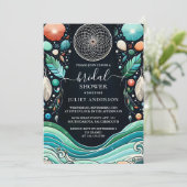 Het Aqua Sand Work Stacked Zeeen Vrijgezellenfeest Kaart (Staand voorkant)