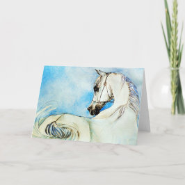 Het Arabische Portret van het Paard in Blauw Leeg Kaart