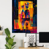 Het Arnolfini-portret geïnterpreteerd in abstract Poster (Thuiskantoor)