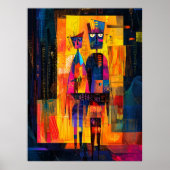 Het Arnolfini-portret geïnterpreteerd in abstract Poster (Voorkant)