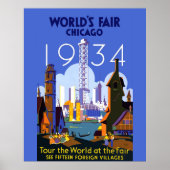 Het  Art Deco Chicago 1934 World's Fair Poster (Voorkant)