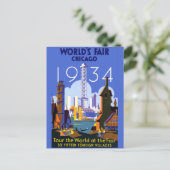 Het  Art Deco Chicago 1934 World's Fair Poster Briefkaart (Staand voorkant)