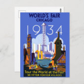 Het  Art Deco Chicago 1934 World's Fair Poster Briefkaart (Voorkant / Achterkant)