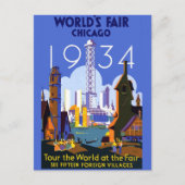 Het  Art Deco Chicago 1934 World's Fair Poster Briefkaart (Voorkant)