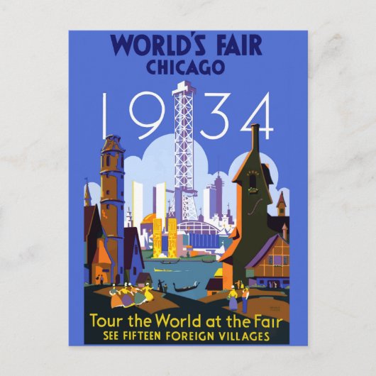 Het  Art Deco Chicago 1934 World's Fair Poster Briefkaart (Voorkant)