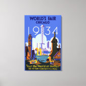Het Art Deco Chicago 1934 World's Fair Poster Canvas Afdruk (Voorkant)