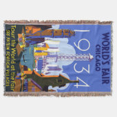 Het  Art Deco Chicago 1934 World's Fair Poster Deken (Voorkant)