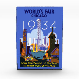 Het  Art Deco Chicago 1934 World's Fair Poster Fotoblokken