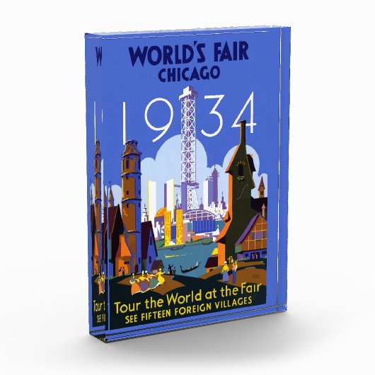 Het Art Deco Chicago 1934 World's Fair Poster Fotoblokken (Links)