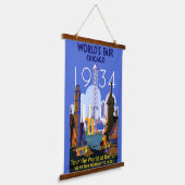 Het  Art Deco Chicago 1934 World's Fair Poster Hangend Wandkleed (Gebogen)