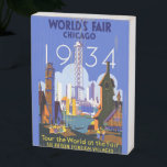 Het  Art Deco Chicago 1934 World's Fair Poster Houten Kist Print<br><div class="desc">Ik vond dit mooie Vintage Chicago 1934 World's Fair Poster en dacht dat het een geweldige briefkaart zou maken. Ook beschikbaar als kunstdruk.</div>